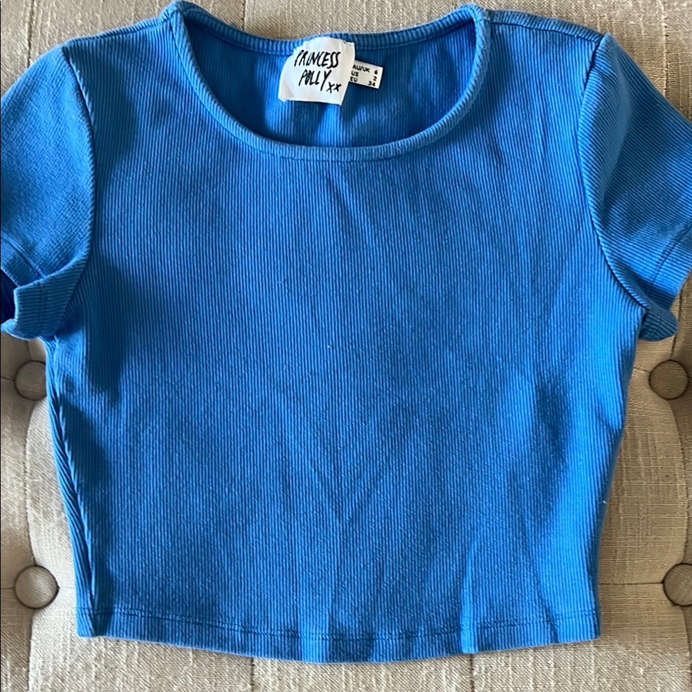 Princess Polly Blue Cropped Tee Short Sleeve